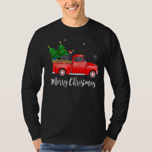 T-shirt Bouvier Du Flandres Dog Riding Red Truck Christma