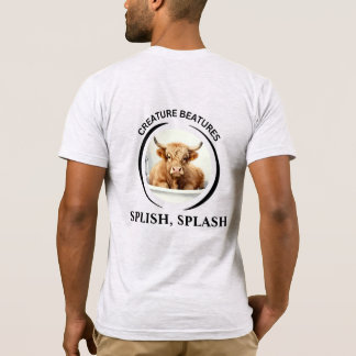 T-shirt Bovins des Highlands au bain – éclaboussures blanc