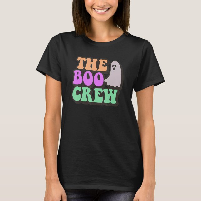 T-shirt Bow Crew Retro Halloween Matching Family Group Nur (Devant)