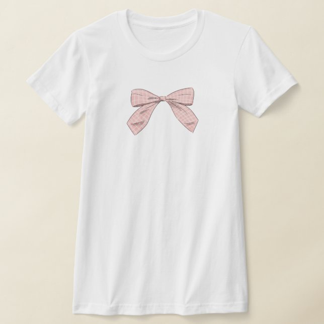 T-shirt Bow Plaid Clair Rose Élégant Baby shower Maman (Poser)