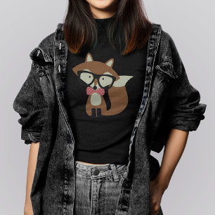 T-shirt Bow Tie and Glasses Hipster Brown Fox