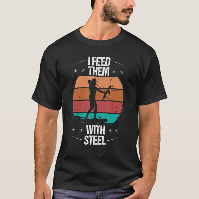 T-shirt Bowfisher I feed them with steel Airboat Fishing B (Devant)