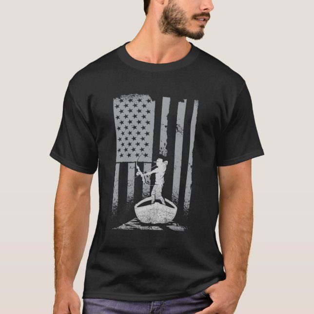 T-shirt BowFishing Regardez American Flag Bow Chasse Pour  (Devant)