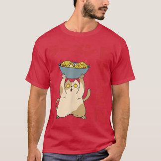 T-shirt Bowl Cat Ramen Anime Noodles Kawaii Sketc japonais
