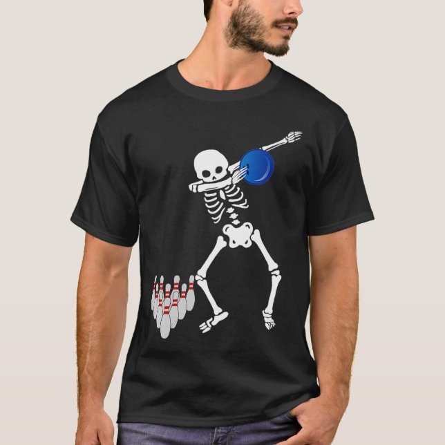 T-shirt Bowler Dabbing Skeleton Bowling Boule à thème cade (Devant)