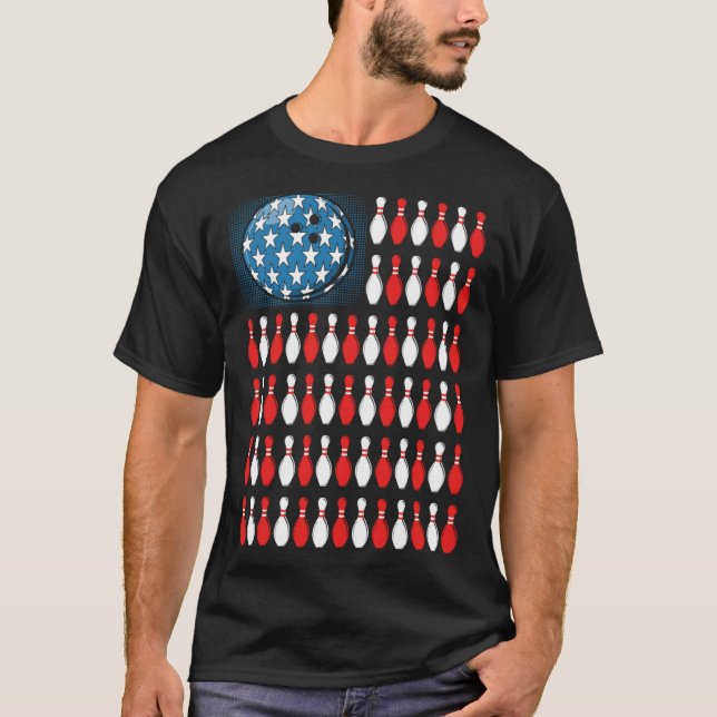 T-shirt Bowling America Flag  Bowling Players &  Costume (Devant)