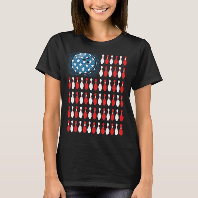 T-shirt Bowling America Flag  Bowling Players &  Costume (Devant)