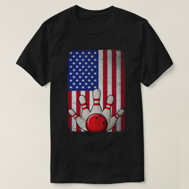T-shirt Bowling American Flag 4 juillet pour Bowler (Design devant)