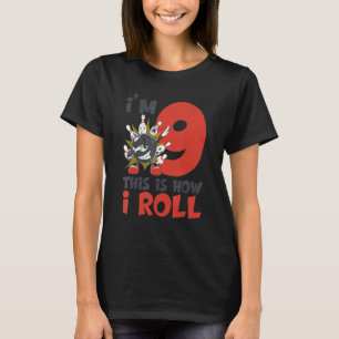 T-shirt Bowling Anniversaire 9 Anniversaire Bowler 9e Anni