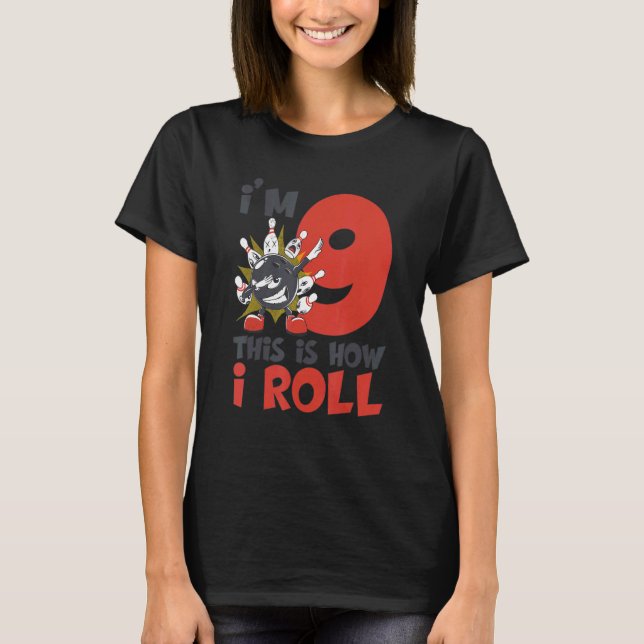 T-shirt Bowling Anniversaire 9 Anniversaire Bowler 9e Anni (Devant)