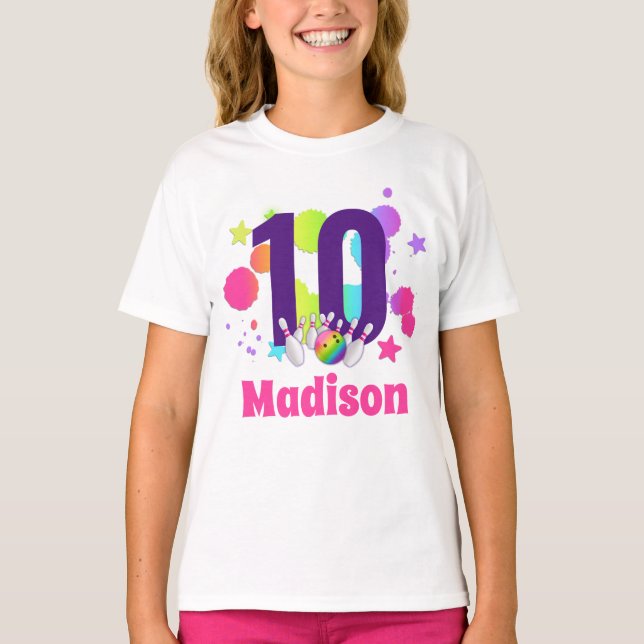 T-shirt Bowling Anniversaire Fête Age Chemise (Devant)