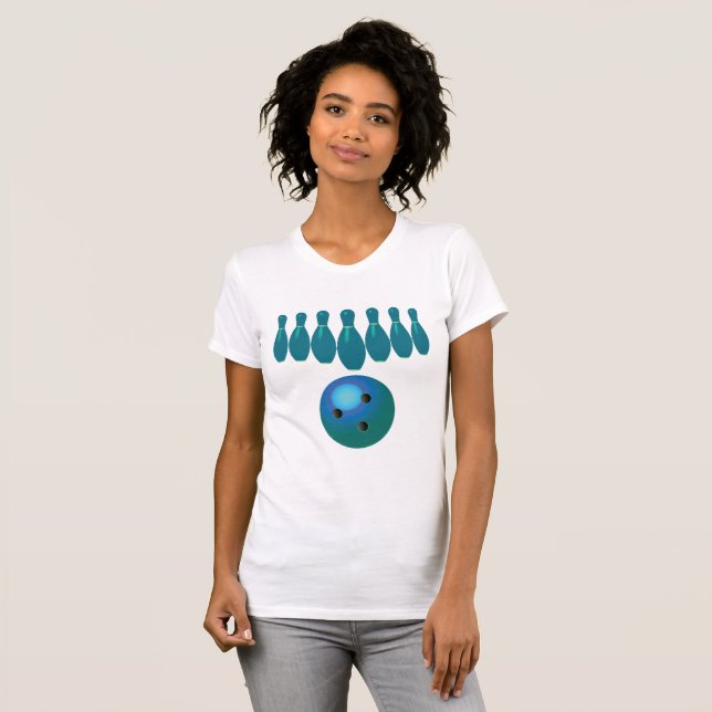 T-shirt Bowling Ball et Pins Sports amusants (Devant entier)