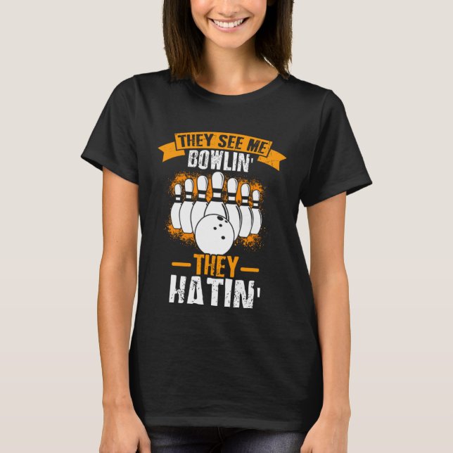 T-shirt Bowling Ball Pin Bowler Strike Bowlin (Devant)
