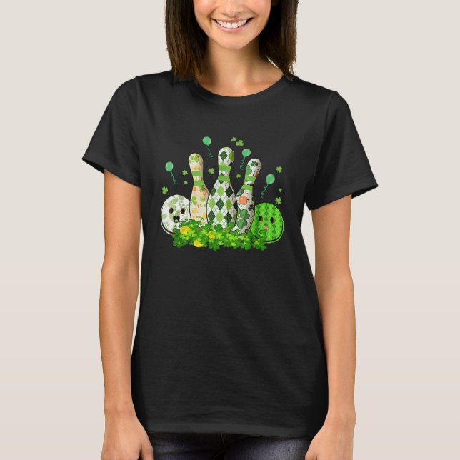 T-shirt Bowling Ball Shamrock Leprechaun St Patricks Day B (Devant)