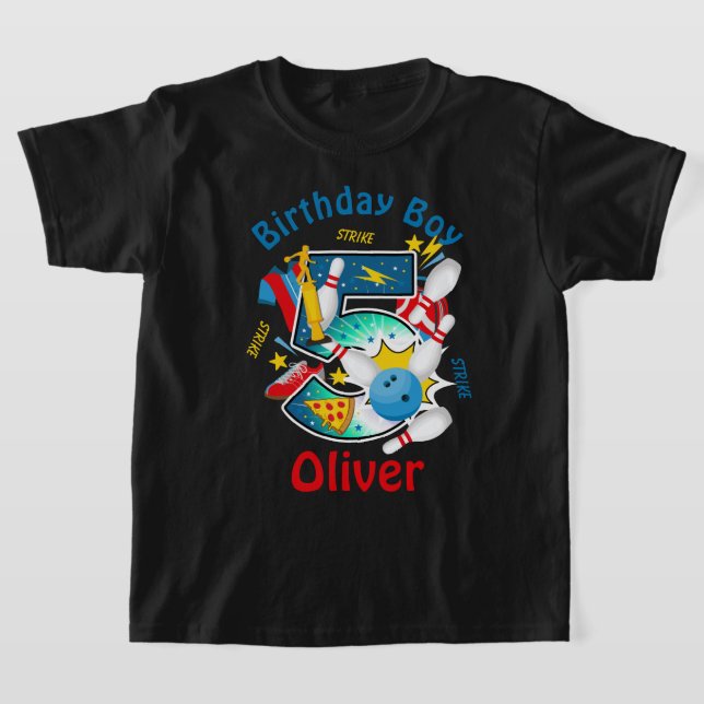 T-shirt Bowling Birthday Shirt Bowling Pin Cinquième anniv (Poser)
