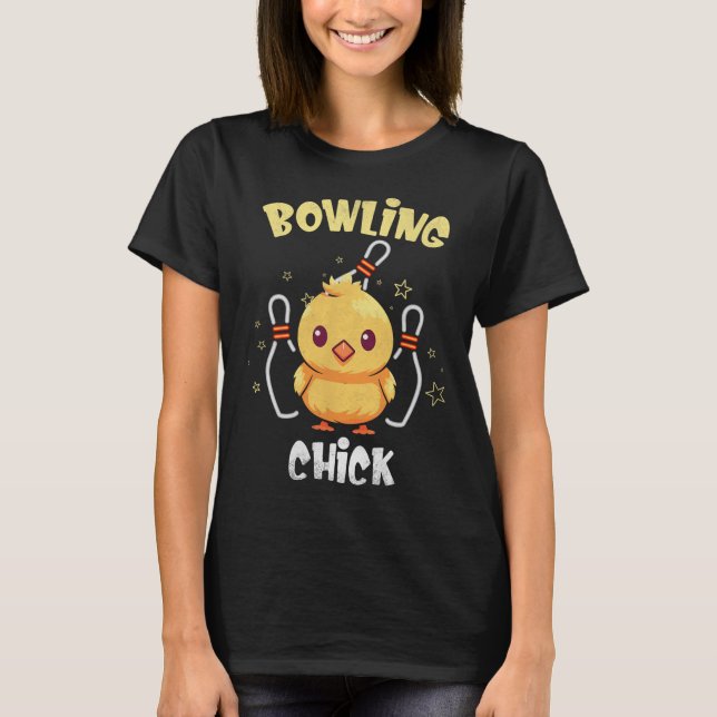T-shirt Bowling Chick Funny Chicken Athlete Bowler Men Wom (Devant)