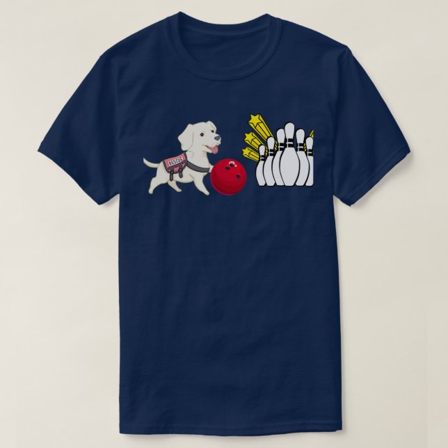 T-shirt Bowling Cute Chien jouer au bowling drôle T (Design devant)
