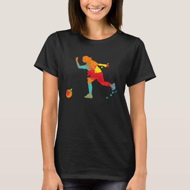 T-shirt Bowling Girl Ball Pin Bowler Strike Bowling Team B (Devant)