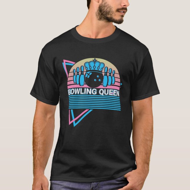 T-shirt Bowling Girl Bowler Retro Bowling Queen (Devant)