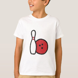 T-shirt Bowling Graphic Tee   Bowling Pin Red Bowling Ball