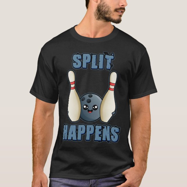 T-shirt Bowling Joke Split Happens Bowling (Devant)