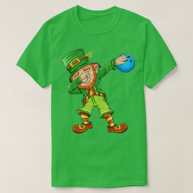 T-shirt Bowling Leprechaun Happy St patrick T (Design devant)