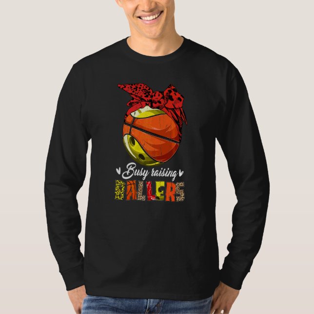T-shirt Bowling Maman Basketball Maman Busy Raising Baller (Devant)