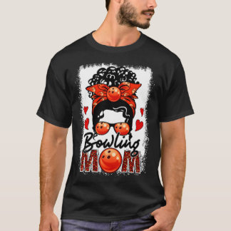 T-shirt Bowling Maman Leopard Messy Bun Jeu Jour Mère s Da