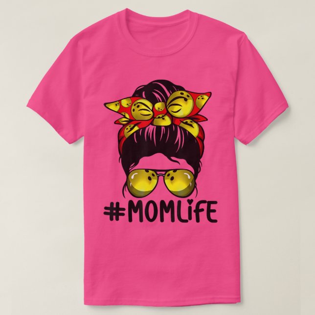 T-shirt Bowling Messy Bun Fier Maman Baseball Scarf Sunsha (Design devant)