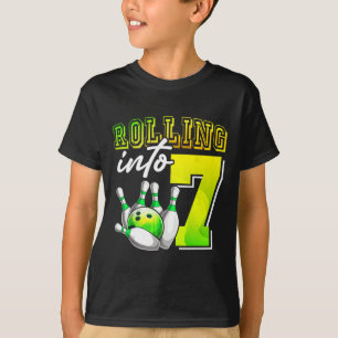 T-shirt Bowling Party Rolling dans 7 7e anniversaire fille