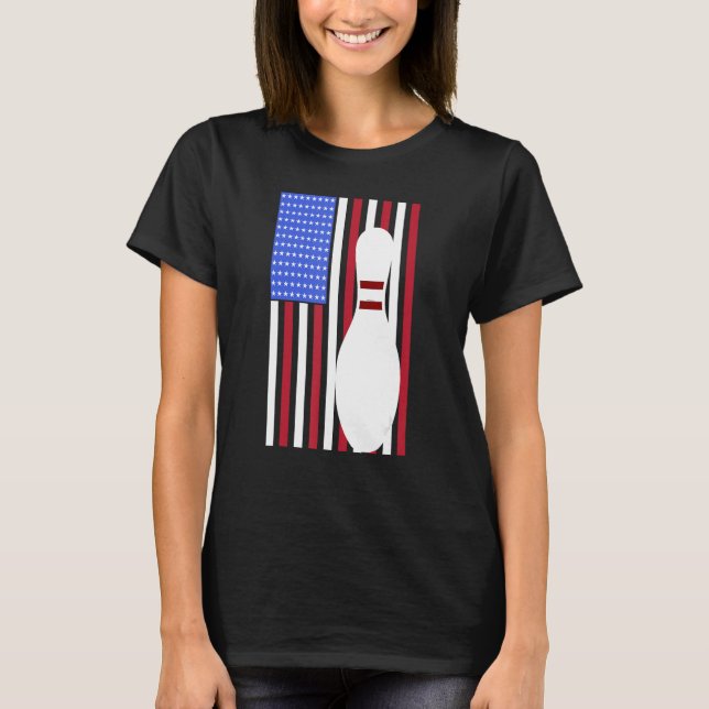 T-shirt Bowling Pin US Flag American Bowling Player Bowler (Devant)
