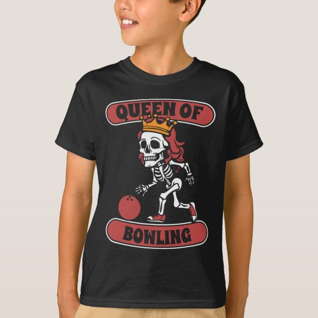 T-shirt Bowling Skeleton Team League - Alley Bowler Queen (Devant)