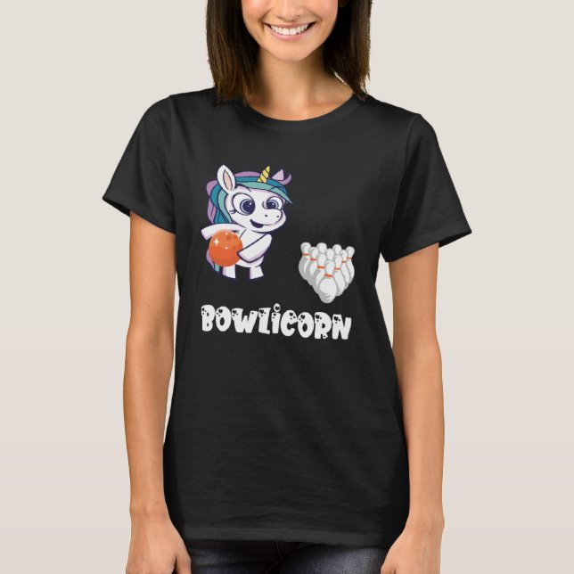 T-shirt Bowling Unicorn Bowler Bowling Pin Bowling Team St (Devant)