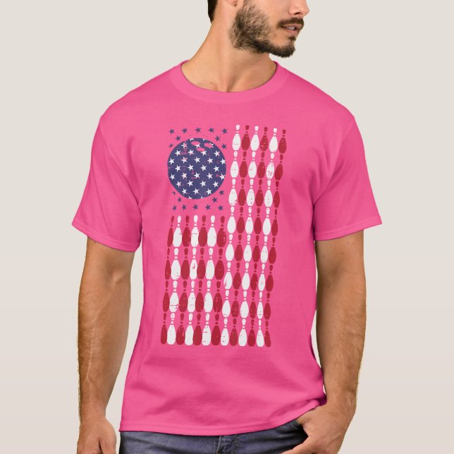 T-shirt Bowling Usa Drapeau 4 juillet Patriotique Bowler (Devant)