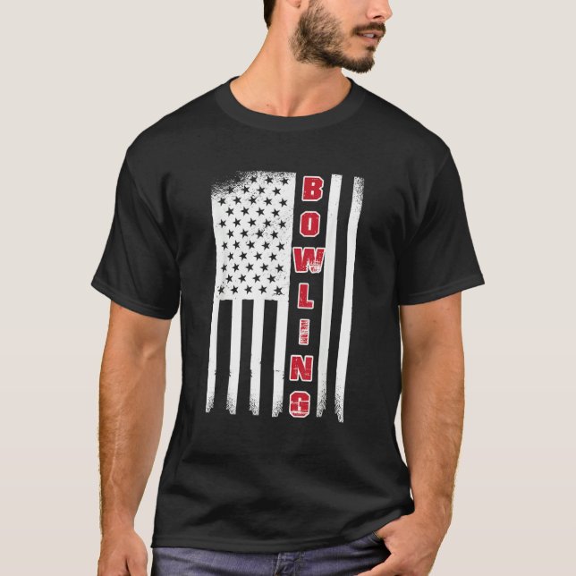 T-shirt Bowling USA flag bowling team bowling ball (Devant)