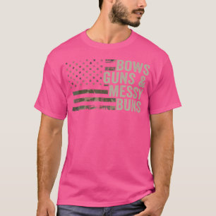 T-shirt Bows Guns Messy Buns Funny Gun Bow Archerie Camo U