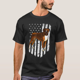 T-shirt Boxe à drapeau noir blanc américain 4 juillet État