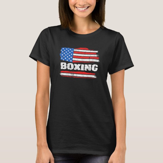 T-shirt Boxe American Flag Patriotic Boxer Coach Fighter (Devant)