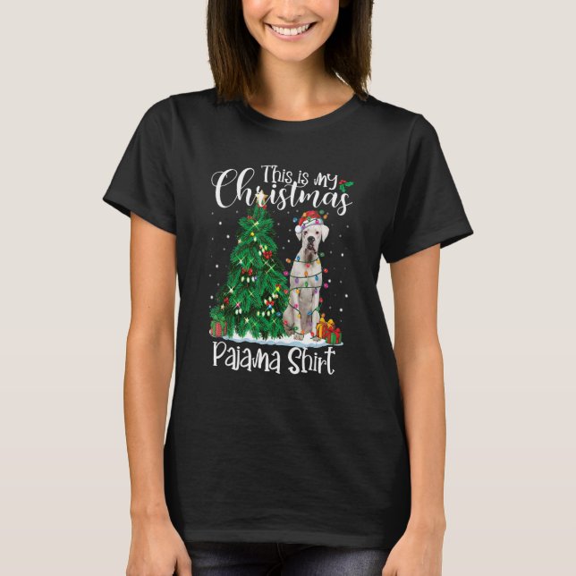 T-shirt Boxe blanche Lumières de Noël Pyjama Chien Xmas 1 (Devant)