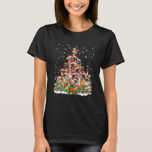 T-shirt Boxe Chien de Noël Arbre de Santa Hat Pajama Vilai