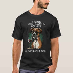 T-shirt Boxe Chien Maman Une Femme Ne Peut Survivre Seul A