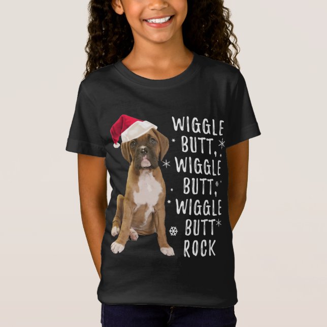 T-Shirt Boxe Chien Noël - Wiggle Butt Rock (Devant)