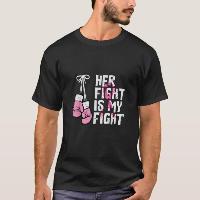 T-shirt Boxe de cancer du sein Gants Son combat Mon combat (Devant)