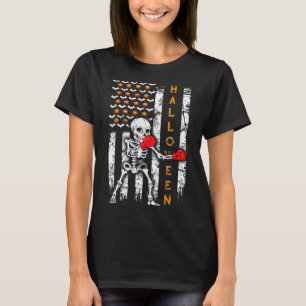 T-shirt Boxe de squelette Halloween Boxeur Kickboxing Mma