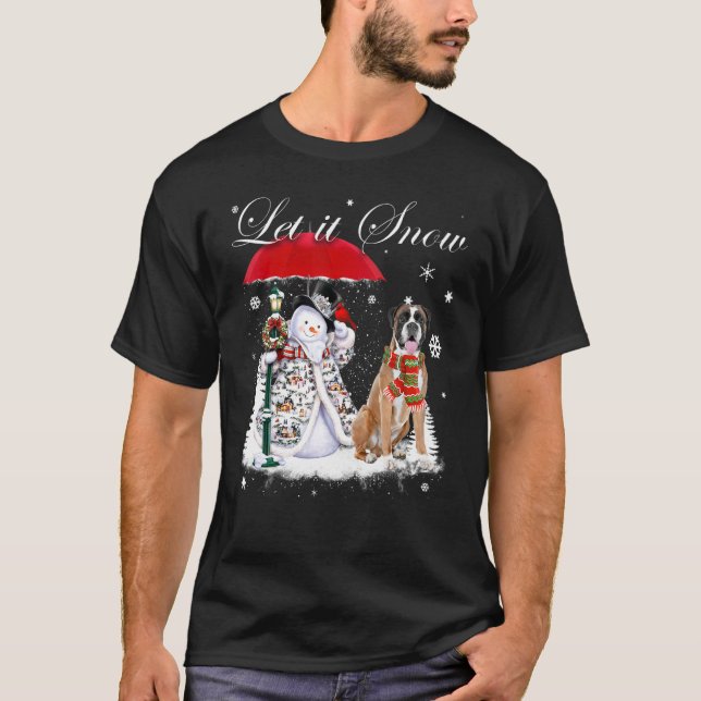 T-shirt Boxe Père Noël Chien Noël Snowman Xmas Pyjama (Devant)