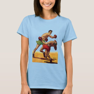 T-shirt Boxe sportive vintage, boxeurs en combat