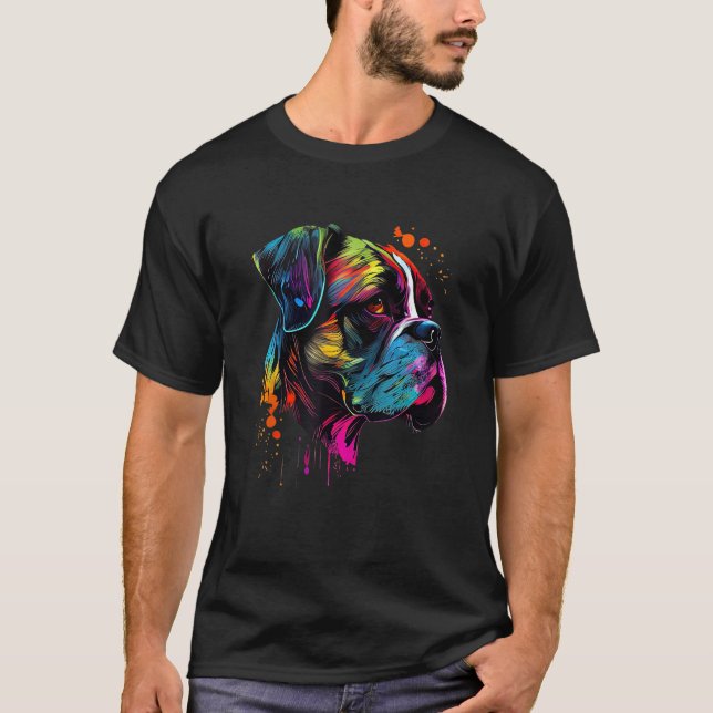 T-shirt Boxer Amoureux de les chiens Pop Art Cute Boxer Ch (Devant)
