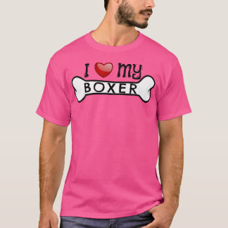 T-shirt Boxer Chien J'Aime Mon Boxer Chien Bone Tee