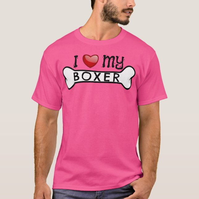 T-shirt Boxer Chien J'Aime Mon Boxer Chien Bone Tee (Devant)