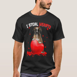 T-shirt Boxer Chien Je Vole Coeurs mignons Saint Valentin
